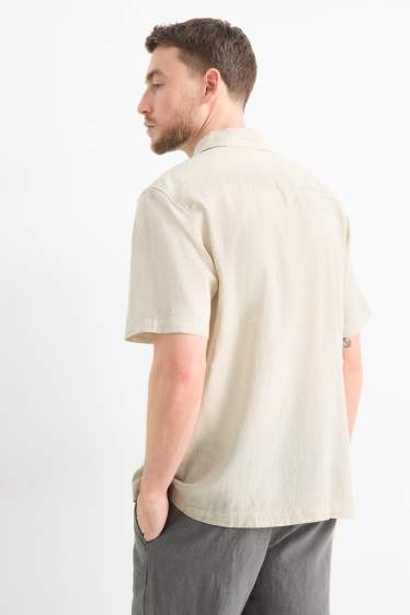 Unisex - Overhemd - regular fit - kent - linnenmix - licht beige