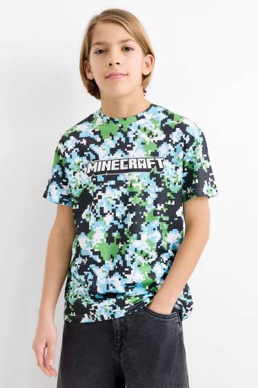 Kinder Buben - Minecraft - Kurzarmshirt - gemustert - bunt