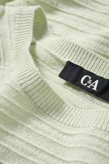 Damen - Pullover - Leinen-Mix - strukturiert - hellgrün