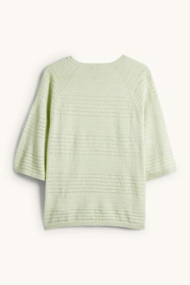 Damen - Pullover - Leinen-Mix - strukturiert - hellgrün