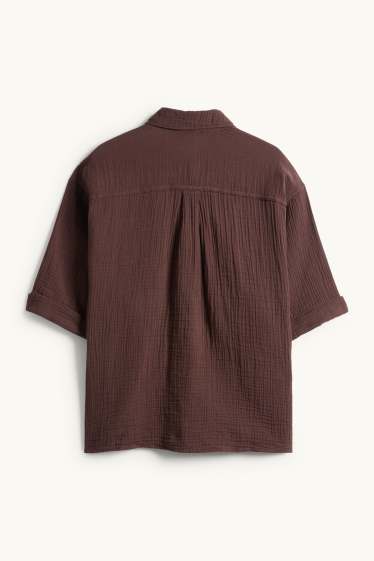 Dámské - Mušelínová halenka - tmavohnědá