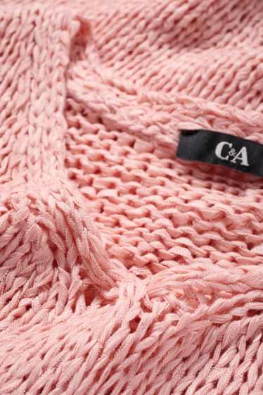 Damen - Strickpullover - kurzarm - pink