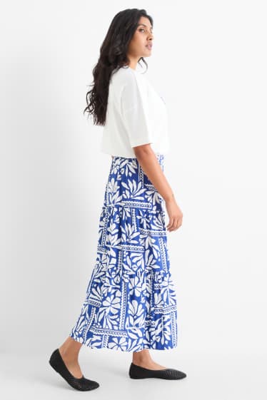 Damen - Rock - gemustert - weiß / blau