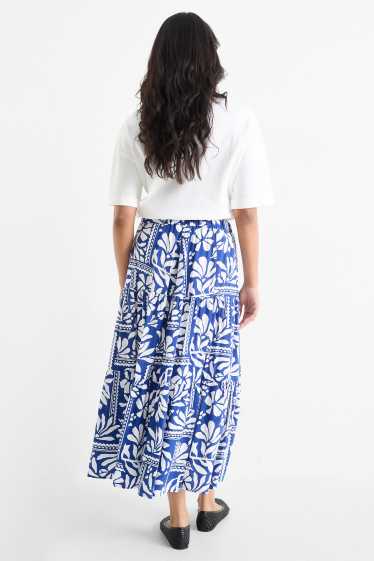 Damen - Rock - gemustert - weiß / blau