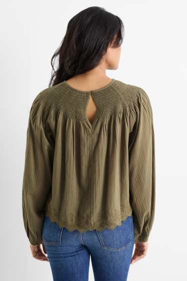 Donna - Blusa - arricciata - verde
