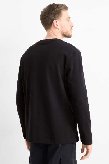 Home - Samarreta de màniga llarga - regular fit - texturada - negre