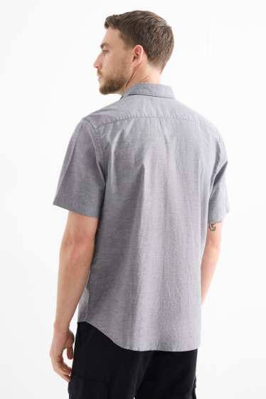 Hommes - Chemise - regular fit - col button-down - gris