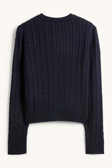 Damen - Strickjacke - Zopfmuster - dunkelblau