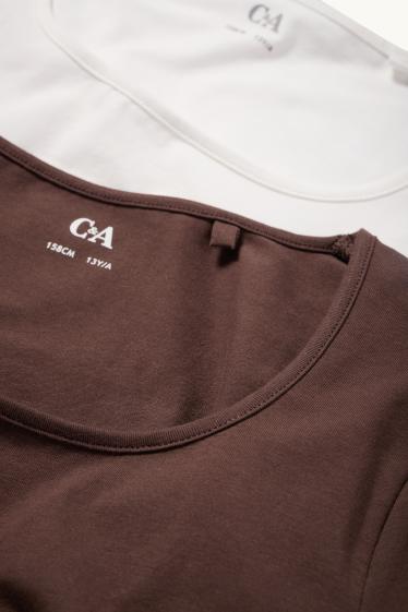 Kinderen: meisjes - Set van 2 - T-shirt - bruin