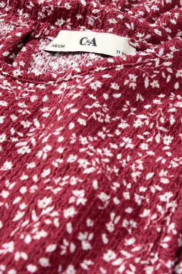 Kinderen: meisjes - Bloemen - jurk - donkerrood