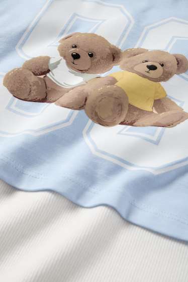 Copii - Fete - Ursuleț de pluș - set - tricou cu mânecă scurtă și top - 2 piese - albastru deschis