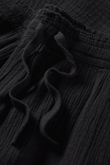 Women - Cloth trousers - mid-rise waist - relaxed fit - black