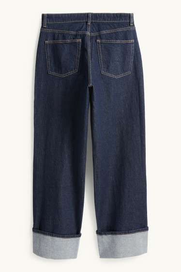 Dames - Baggy jeans - mid waist - donkerblauw