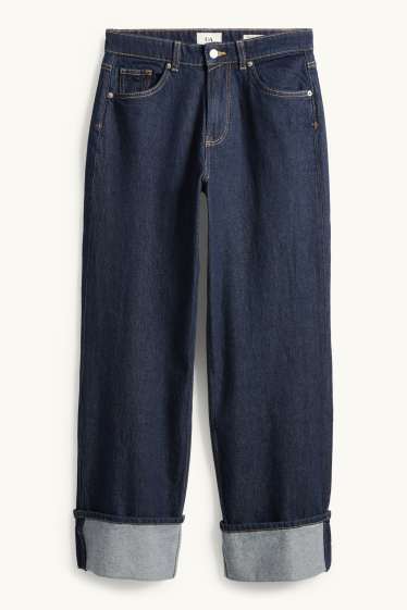 Dames - Baggy jeans - mid waist - donkerblauw
