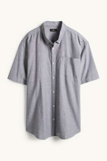 Hommes - Chemise - regular fit - col button-down - gris