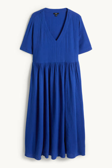 Donna - Vestito svasato con scollo a V - blu scuro