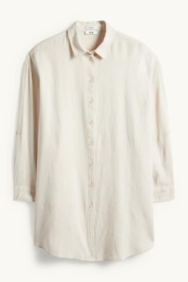 Femmes - Chemisier - lin mélangé - beige