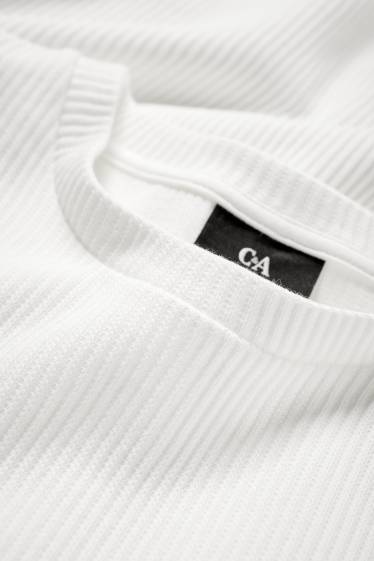Hommes - T-shirt de maille - relaxed fit - côtelé - blanc