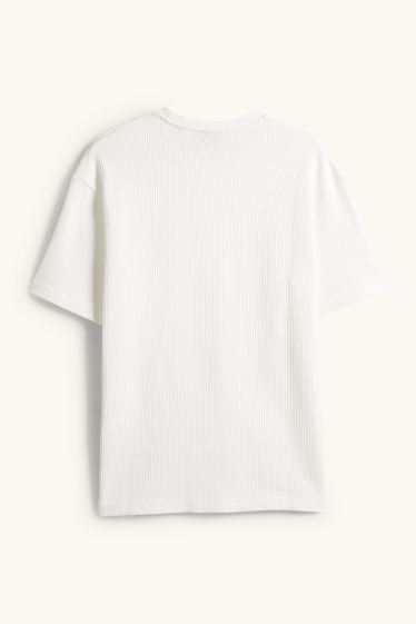 Hommes - T-shirt de maille - relaxed fit - côtelé - blanc
