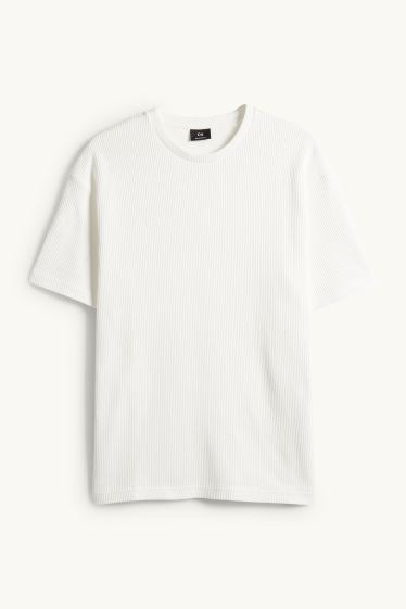 Hommes - T-shirt de maille - relaxed fit - côtelé - blanc