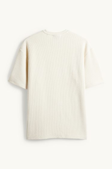 Pánské - Tričko - relaxed fit - strukturované - krémové barvy