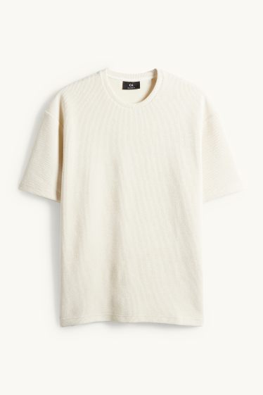 Pánské - Tričko - relaxed fit - strukturované - krémové barvy