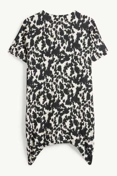 Damen - T-Shirt - Relaxed Fit - gemustert - schwarz / weiss