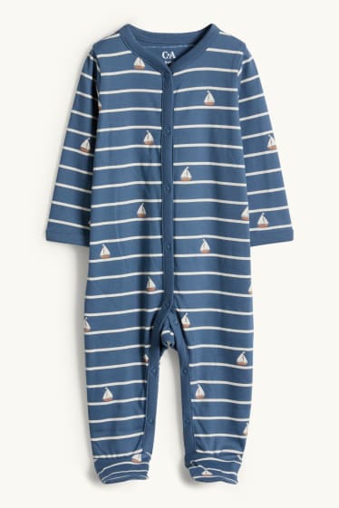 Neonate - Balena e barca a vela - set regalo - 3 pezzi - blu scuro / bianco