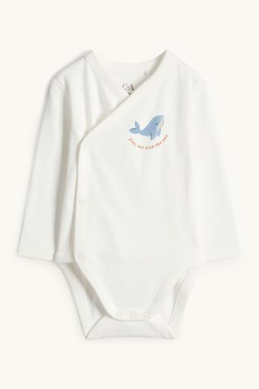 Neonate - Balena e barca a vela - set regalo - 3 pezzi - blu scuro / bianco