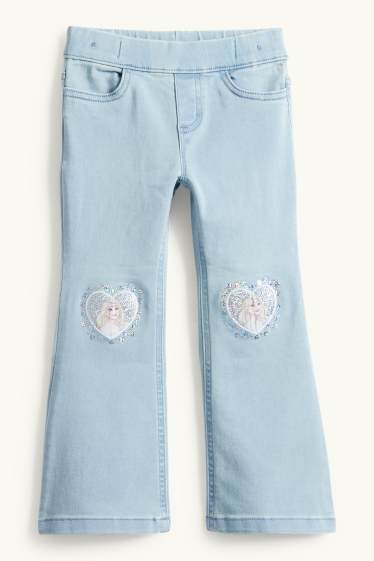 Bambine - Frozen - jeans svasati - effetto brillante - azzurro