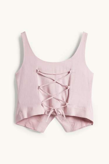 Femmes - Gilet sans manches en lin mélangé - cintré - rose