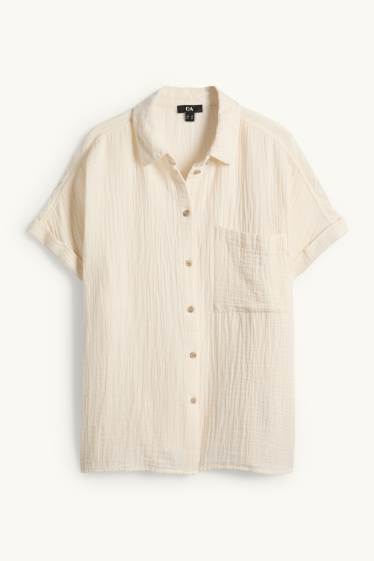 Femei - Bluză din muselină - crem