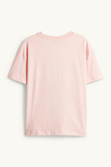 Damen - T-Shirt mit Strasssteinen - Relaxed Fit - rosa