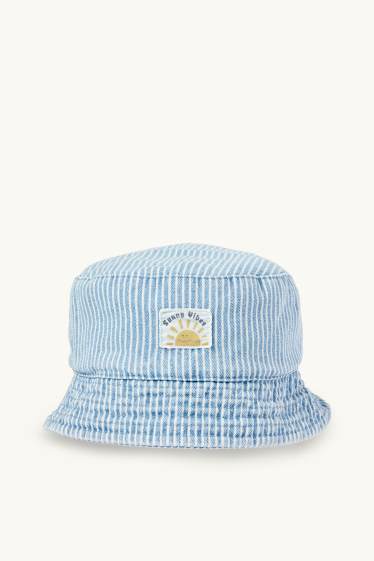 Bebeluși - băieți - Soare - pălărie din denim bebeluși - cu dungi - albastru deschis