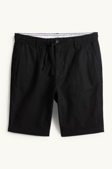 Men - Shorts - linen blend - black