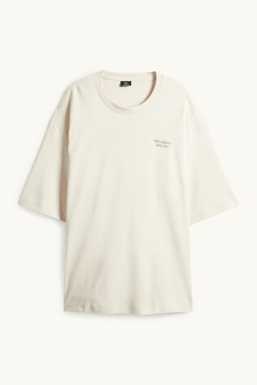Heren - T-shirt - oversized - beige