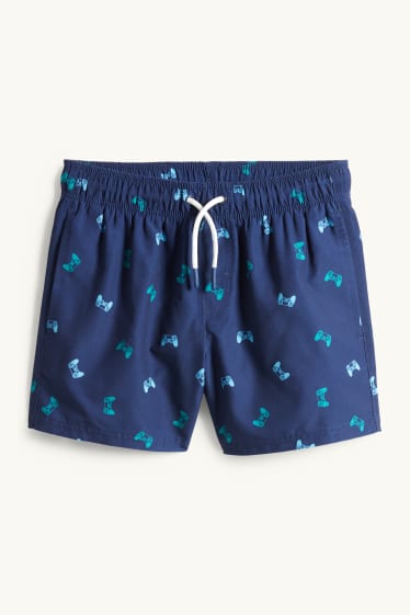 Enfants garçons - Commandes de jeux vidéo - short de bain - bleu foncé