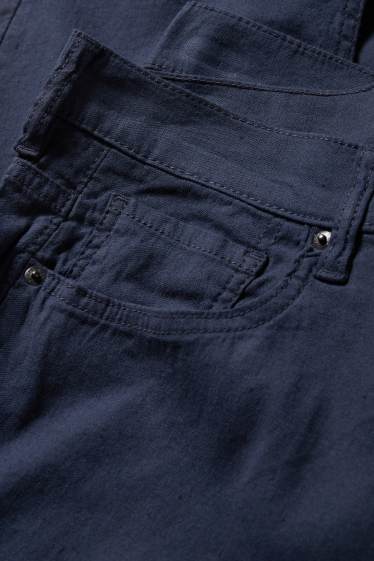 Heren - Broek - regular fit - linnenmix - donkerblauw