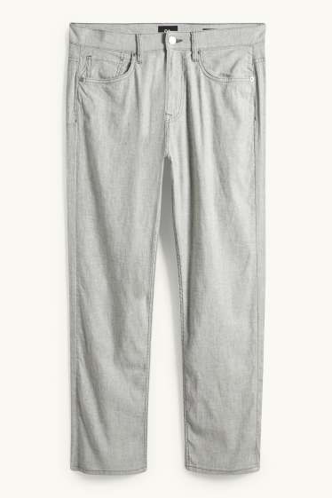 Hommes - Pantalon - regular fit - lin mélangé - gris