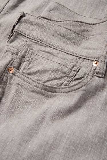 Heren - Broek - regular fit - linnenmix - grijs