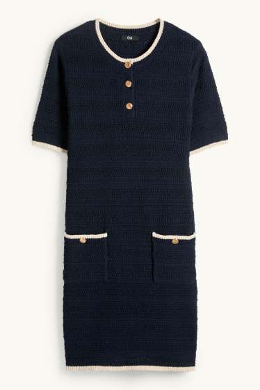 Damen - Strickkleid - strukturiert - dunkelblau