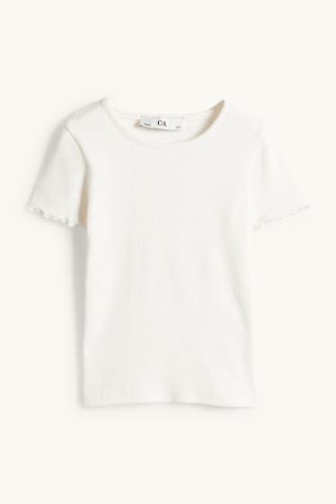 Copii - Fete - Floare - set - tricou cu mânecă scurtă și rochie din denim - 2 piese - albastru / alb