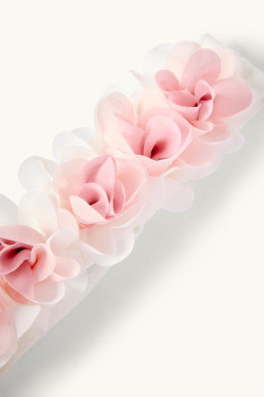 Bébés filles - Petites fleurs - bandeau cheveux pour bébé - blanc / rose