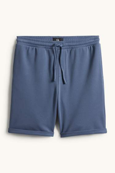 Heren - Sweatshort - met structuur - blauw