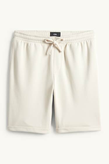 Uomo - Shorts di felpa - tessuto tramato - bianco crema
