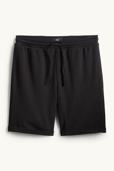 Uomo - Shorts di felpa - tessuto tramato - nero