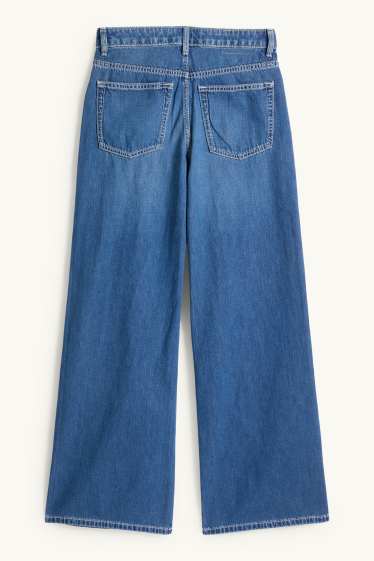 Dona - Wide leg Jeans - mid waist - texà blau