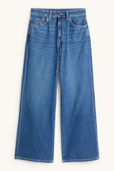 Dona - Wide leg Jeans - mid waist - texà blau