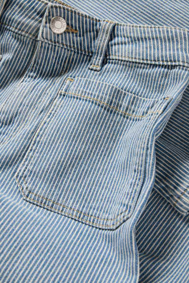 Women - Flared jeans - mid-rise waist - striped - blue