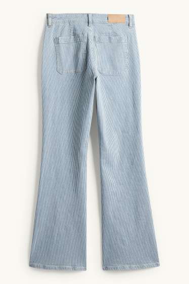 Women - Flared jeans - mid-rise waist - striped - blue